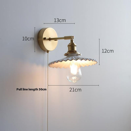 Japanese Ceramic Pleated Shade Wall Lamp