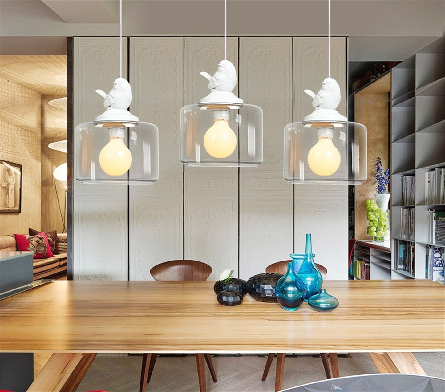 Artistic Glass Bird Pendant Accent Light