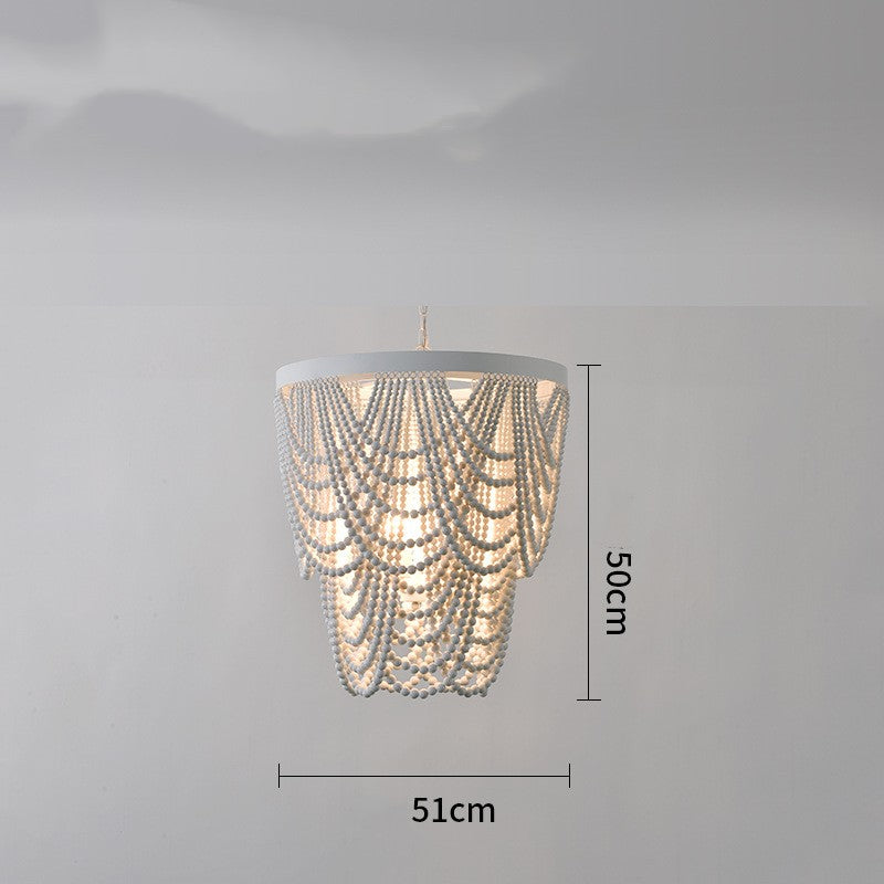 Bohemian Wooden Bead Pendant Chandelier