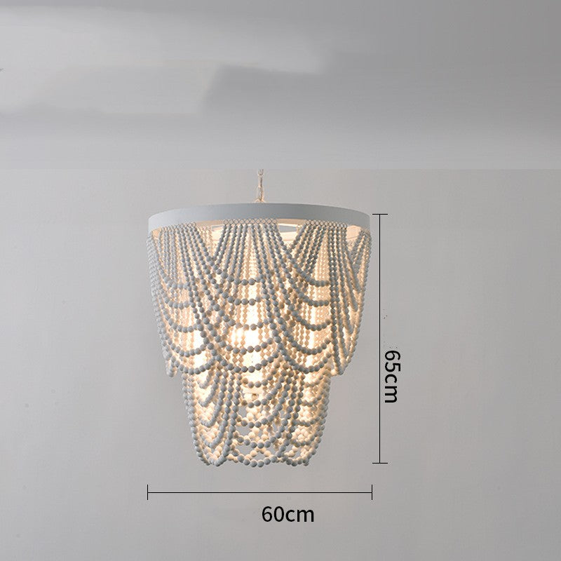Bohemian Wooden Bead Pendant Chandelier