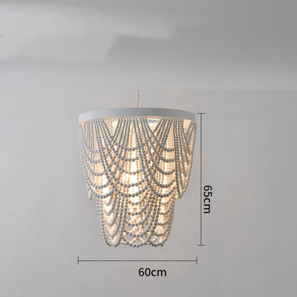 Bohemian Wooden Bead Pendant Chandelier