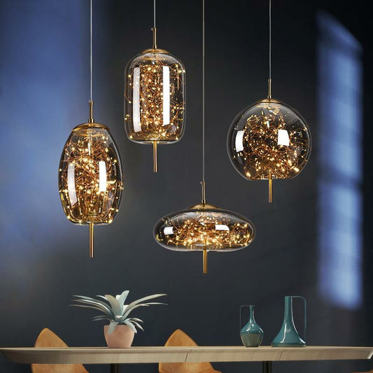 Contemporary Glass Mini Pendant Chandelier