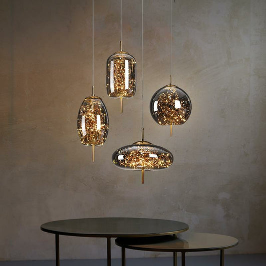 Contemporary Glass Mini Pendant Chandelier / Smoke Grey / B