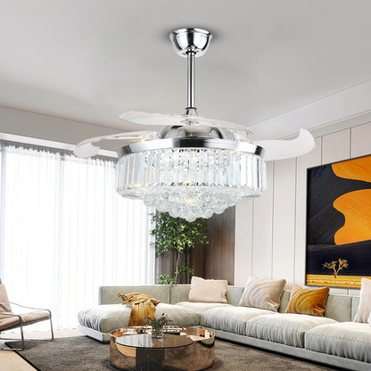 European Crystal LED Ceiling Fan Chandelier