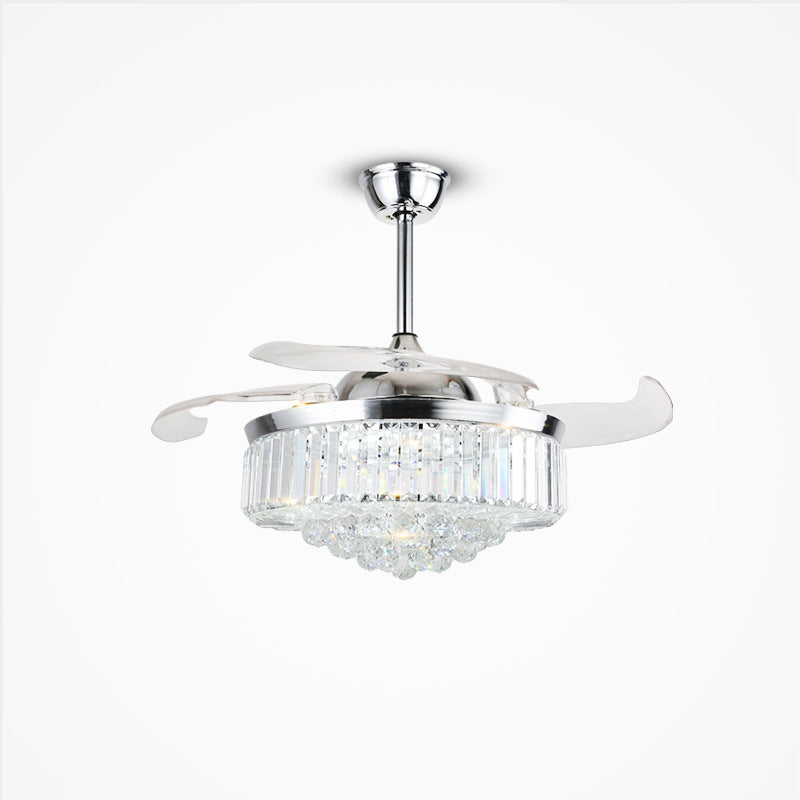 European Crystal LED Ceiling Fan Chandelier