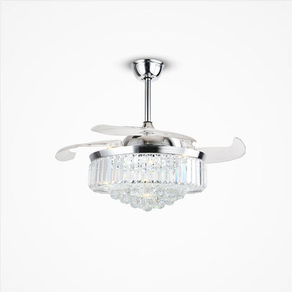 European Crystal LED Ceiling Fan Chandelier
