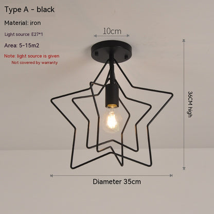 Nordic Star Shape Ceiling Light Fixture / With LED Bulb / Gold