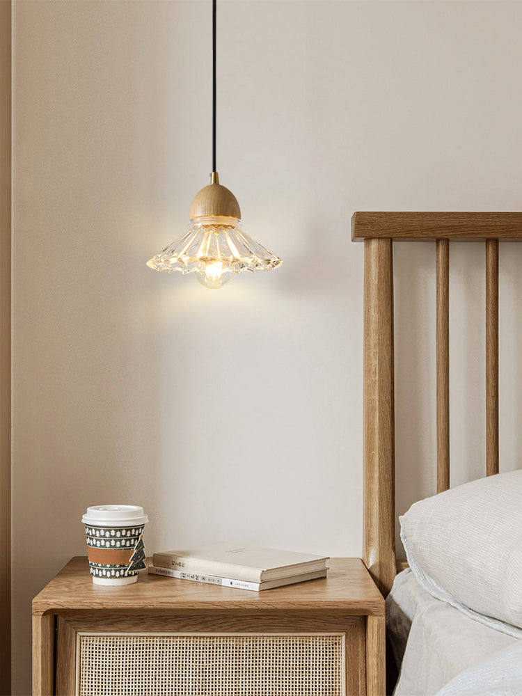 Nordic Wood and Glass Triple Pendant Light