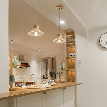 Nordic Wood and Glass Triple Pendant Light