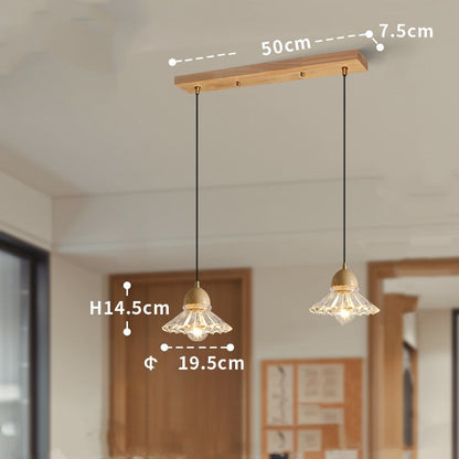 Nordic Wood and Glass Triple Pendant Light