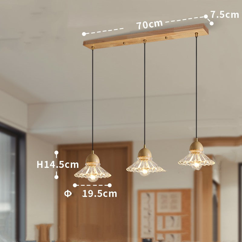 Nordic Wood and Glass Triple Pendant Light