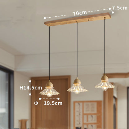 Nordic Wood and Glass Triple Pendant Light