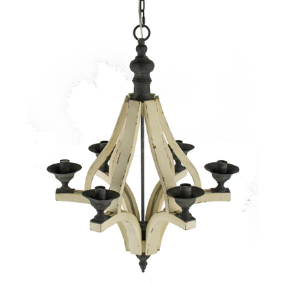 Rustic Farmhouse Six-Light Wood Frame Chandelier