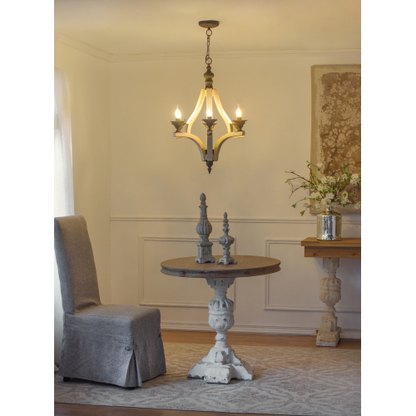 Rustic Farmhouse Six-Light Wood Frame Chandelier