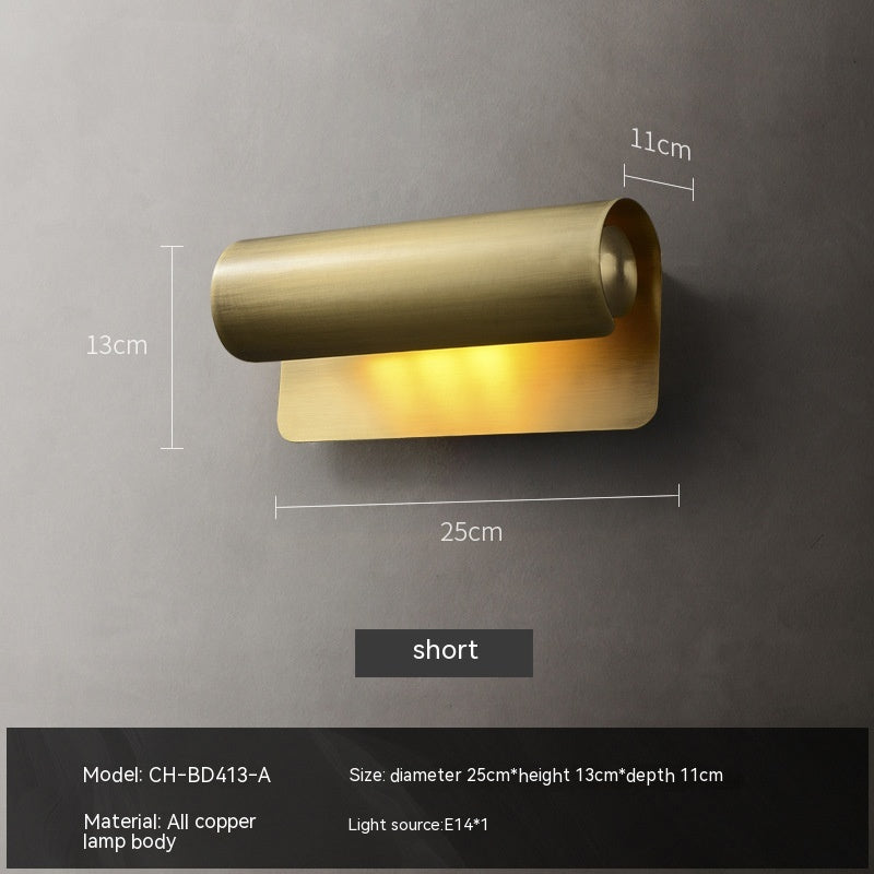 Sleek Copper Tube Wall Reading Light