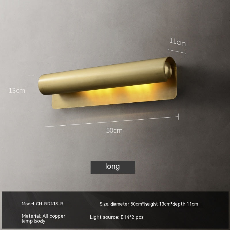 Sleek Copper Tube Wall Reading Light