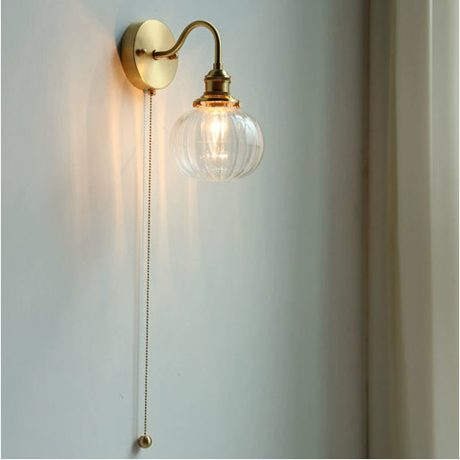 Vintage Glass Pumpkin Wall Sconce Light