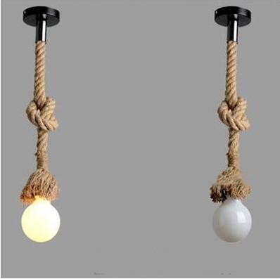 Vintage Industrial Hemp Rope Pendant Light