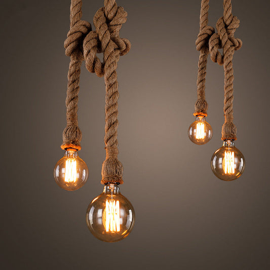 Vintage Industrial Hemp Rope Pendant Light